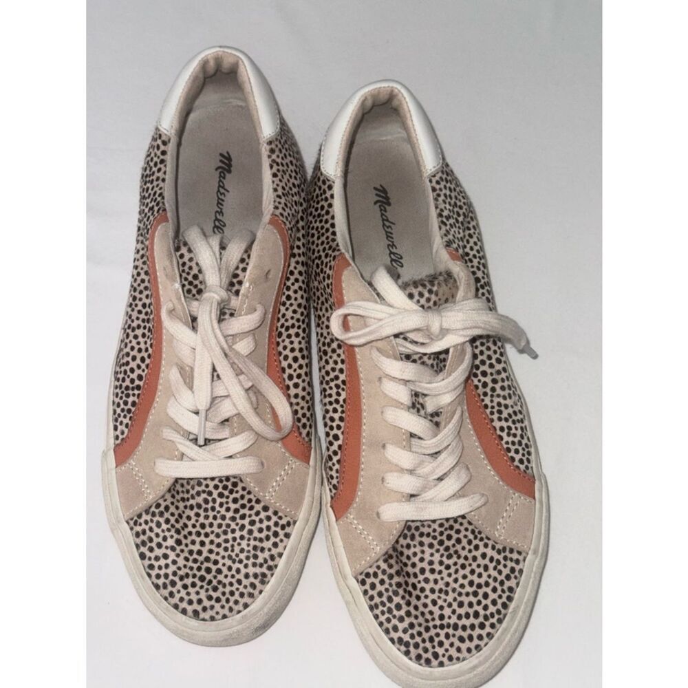 Madewell Sidewalk Low-Top Sneakers Spotted Calf Hair Women's Size 9.5 Shoes Tan